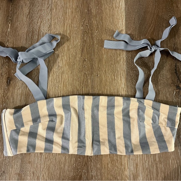 NWOT ZIMMERMANN Helm Striped Bandeau Bikini - Blue/Tan - AU3/US 8-10 - Picture 9 of 9
